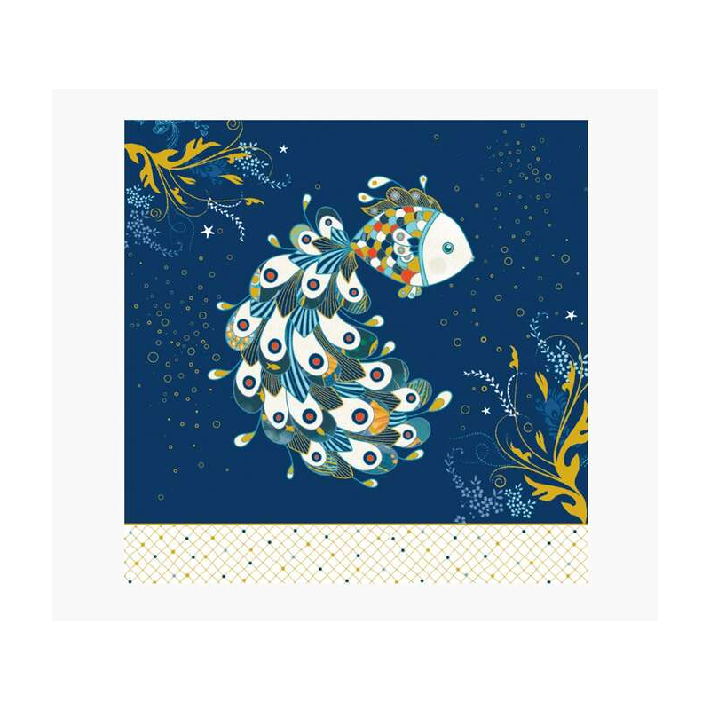 Carte Pictura Arabesque - 16x16 cm - Thème Poisson - Carte à trois volets non emballée - Enveloppe blanche incluse - Papier cert