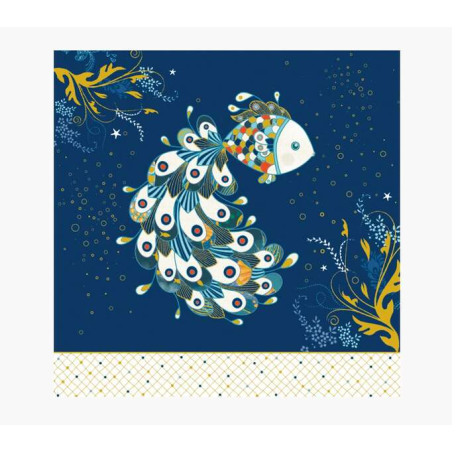 Carte Pictura Arabesque - 16x16 cm - Thème Poisson - Carte à trois volets non emballée - Enveloppe blanche incluse - Papier cert
