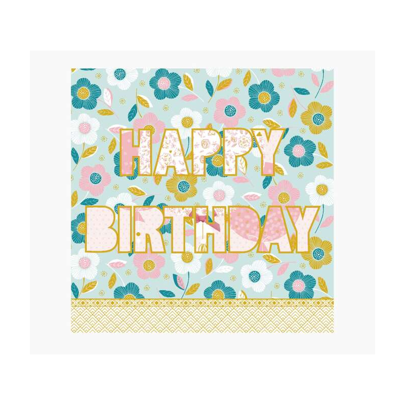 Carte Pictura Arabesque - 16x16 cm - Thème Joyeux Anniversaire - Carte à trois volets sans emballage - Enveloppe blanche incluse