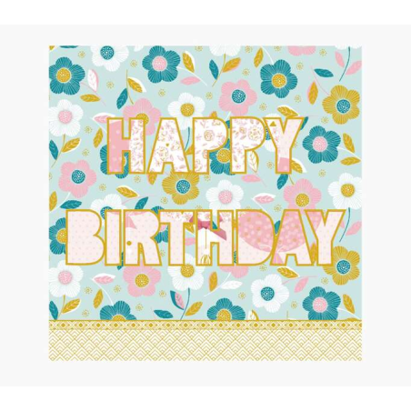 Carte Pictura Arabesque - 16x16 cm - Thème Joyeux Anniversaire - Carte à trois volets sans emballage - Enveloppe blanche incluse