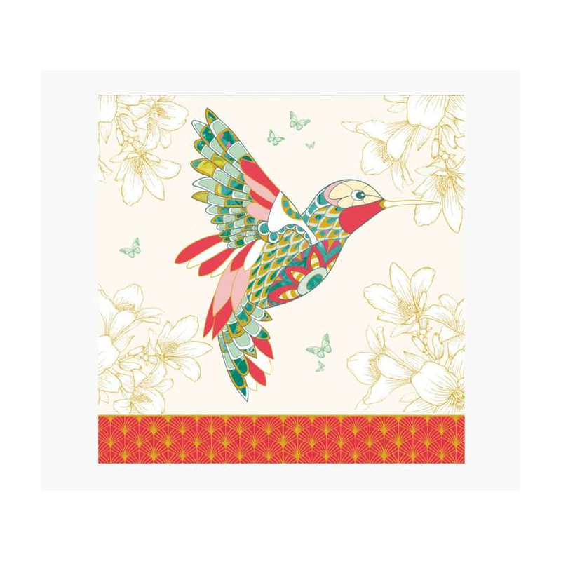 Carte Pictura Arabesque - 16x16 cm - Thème Colibri - Carte à trois volets non emballée - Enveloppe blanche incluse - Papier cert