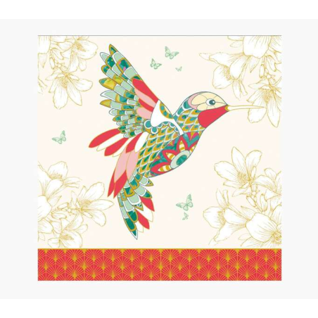 Carte Pictura Arabesque - 16x16 cm - Thème Colibri - Carte à trois volets non emballée - Enveloppe blanche incluse - Papier cert