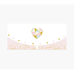Cartes d'argent Pictura - Format horizontal - Thème coeurs - 21,3 x 9,6 cm - Emballées individuellement - Avec enveloppe blanche
