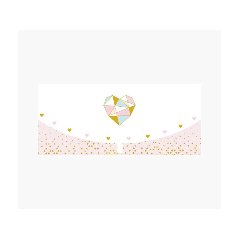 Cartes d'argent Pictura - Format horizontal - Thème coeurs - 21,3 x 9,6 cm - Emballées individuellement - Avec enveloppe blanche