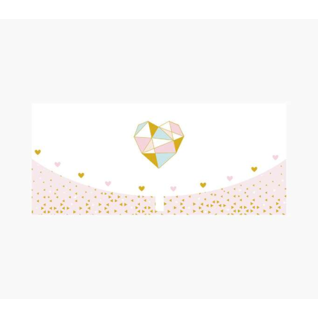 Cartes d'argent Pictura - Format horizontal - Thème coeurs - 21,3 x 9,6 cm - Emballées individuellement - Avec enveloppe blanche