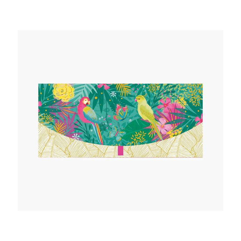Cartes d'argent Pictura - Carte cadeau de type enveloppe horizontale - Thème perroquets - 21,3 x 9,6 cm - Emballées individuelle