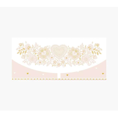 Cartes d'argent Pictura - Carte cadeau de type enveloppe horizontale - Thème coeurs et fleurs - 21,3 x 9,6 cm - Emballées indivi