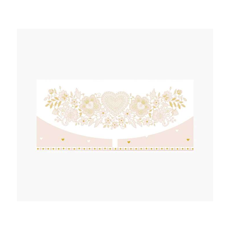 Cartes d'argent Pictura - Carte cadeau de type enveloppe horizontale - Thème coeurs et fleurs - 21,3 x 9,6 cm - Emballées indivi