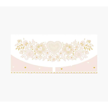 Cartes d'argent Pictura - Carte cadeau de type enveloppe horizontale - Thème coeurs et fleurs - 21,3 x 9,6 cm - Emballées indivi