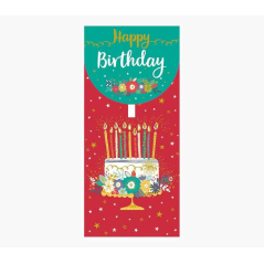 Cartes d'argent Pictura - 9,6 x 21,3 cm - Thème gâteau d'anniversaire - Emballées individuellement - Comprend une enveloppe blan