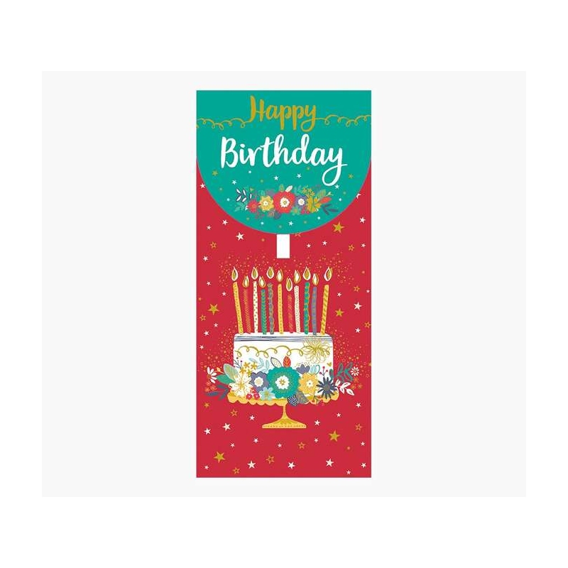 Cartes d'argent Pictura - 9,6 x 21,3 cm - Thème gâteau d'anniversaire - Emballées individuellement - Comprend une enveloppe blan
