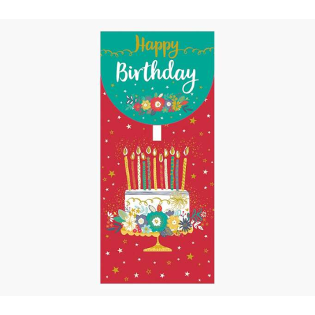 Cartes d'argent Pictura - 9,6 x 21,3 cm - Thème gâteau d'anniversaire - Emballées individuellement - Comprend une enveloppe blan