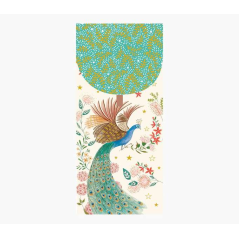 Pictura Money Cards – Carte cadeau à enveloppe verticale – Thème paon – 9,6 x 21,3 cm – Emballées individuellement sous cellopha