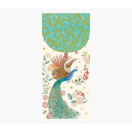 Pictura Money Cards – Carte cadeau à enveloppe verticale – Thème paon – 9,6 x 21,3 cm – Emballées individuellement sous cellopha
