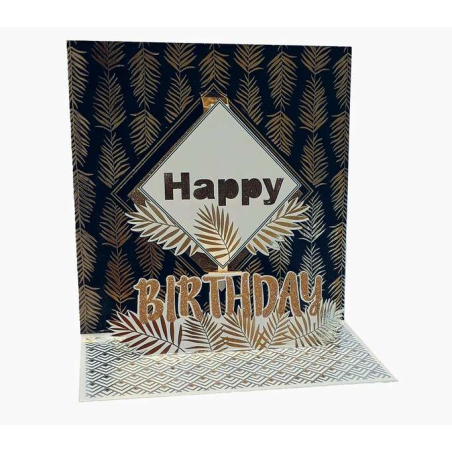 Carte Pop-Up 3D Pictura - 16x16 cm - Thème Anniversaire - Emballée individuellement sous cellophane - Enveloppe blanche incluse