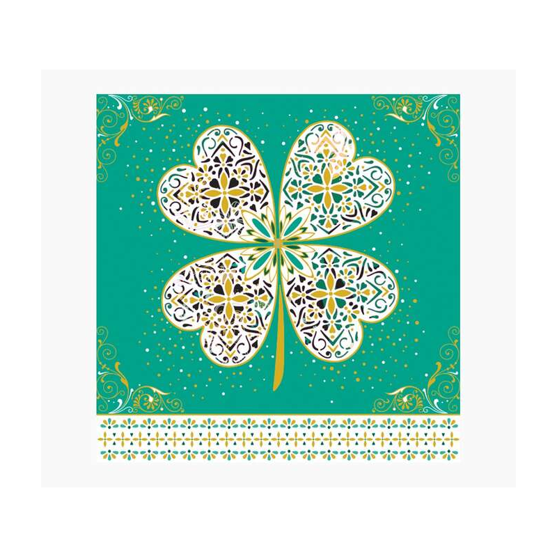 Carte Pictura Arabesque - 16x16 cm - Thème Trèfle à quatre feuilles - Carte à trois volets non emballée - Enveloppe blanche incl