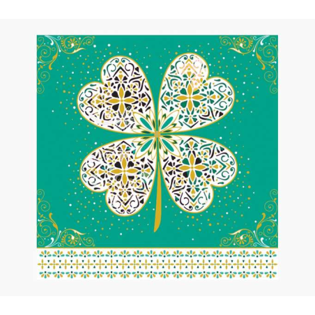 Carte Pictura Arabesque - 16x16 cm - Thème Trèfle à quatre feuilles - Carte à trois volets non emballée - Enveloppe blanche incl