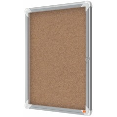 Nobo Vitrine pour 4 feuilles A4 avec surface en liège - 532x692x37mm - Porte en verre de sécurité - Cadre en aluminium