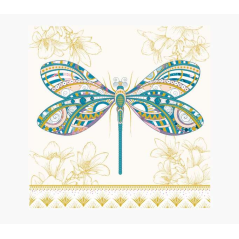 Carte Pictura Arabesque - 16x16 cm - Thème Libellule - Triptyque sans emballage - Comprend une enveloppe blanche - Papier certif