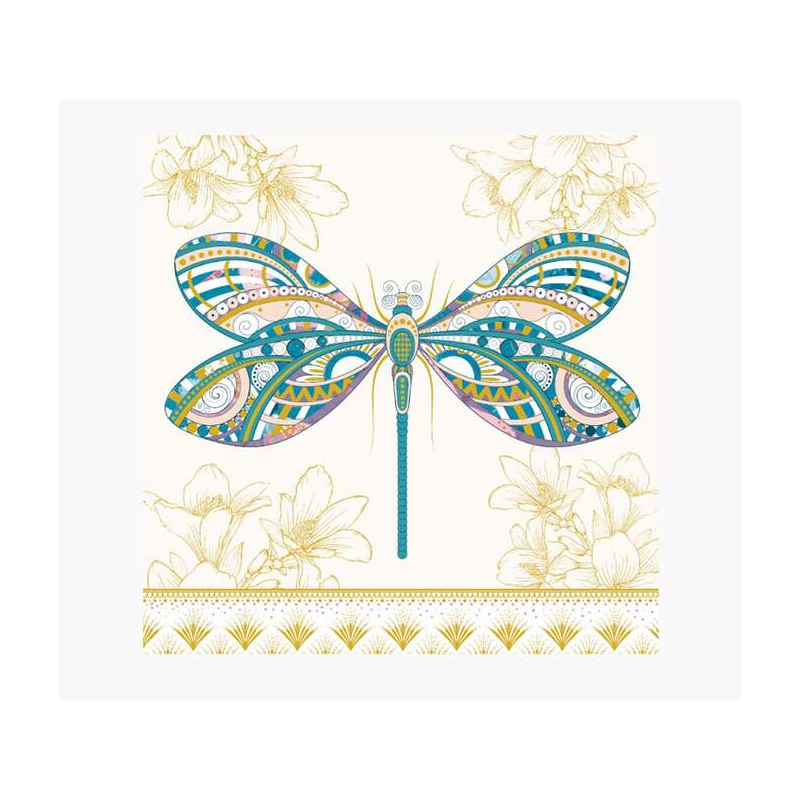 Carte Pictura Arabesque - 16x16 cm - Thème Libellule - Triptyque sans emballage - Comprend une enveloppe blanche - Papier certif
