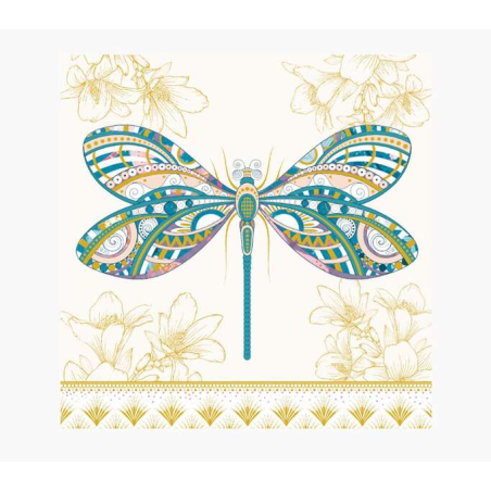 Carte Pictura Arabesque - 16x16 cm - Thème Libellule - Triptyque sans emballage - Comprend une enveloppe blanche - Papier certif