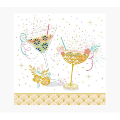 Carte Pictura Arabesque – 16 x 16 cm – Thème verres à cocktail – Carte à trois volets – Comprend une enveloppe blanche – Papier