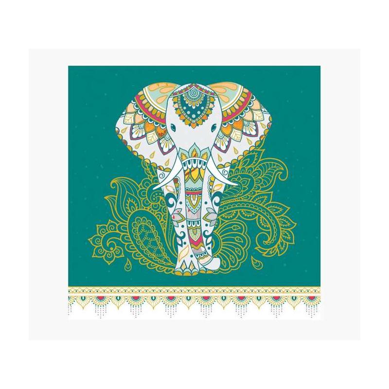 Carte Pictura Arabesque - 16x16 cm - Thème Éléphant - Carte à trois volets non emballée - Enveloppe blanche incluse - Papier cer