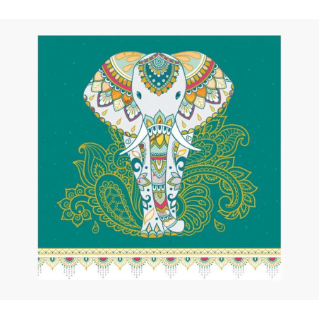 Carte Pictura Arabesque - 16x16 cm - Thème Éléphant - Carte à trois volets non emballée - Enveloppe blanche incluse - Papier cer