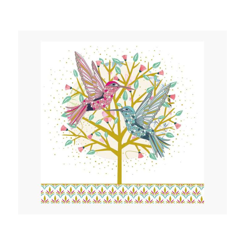 Carte Pictura Arabesque - 16x16 cm - Thème Colibri - Triptyque sans emballage - Avec enveloppe blanche - Papier certifié FSC