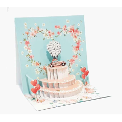 Carte pop-up Pictura 3D – 16 x 16 cm – Thème cœurs – Emballée individuellement – Avec enveloppe blanche – Papier certifié FSC