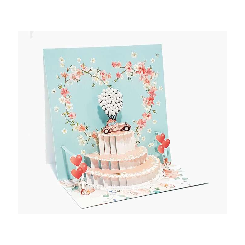 Carte pop-up Pictura 3D – 16 x 16 cm – Thème cœurs – Emballée individuellement – Avec enveloppe blanche – Papier certifié FSC