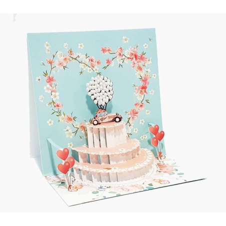Carte pop-up Pictura 3D – 16 x 16 cm – Thème cœurs – Emballée individuellement – Avec enveloppe blanche – Papier certifié FSC