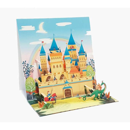 Carte pop-up Pictura 3D – 16 x 16 cm – Thème médiéval – Emballée individuellement – Avec enveloppe blanche – Papier certifié FSC