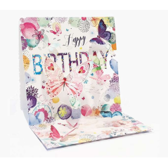 Pictura Carte pop-up 3D Papillons – 16 x 16 cm – Thème papillon – Emballée individuellement – Enveloppe blanche incluse – Papier