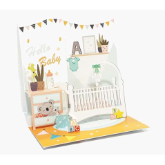 Carte Pop-Up Pictura 3D - 16x16 cm - Thème Bébé - Emballée individuellement - Enveloppe blanche incluse - Papier certifié FSC