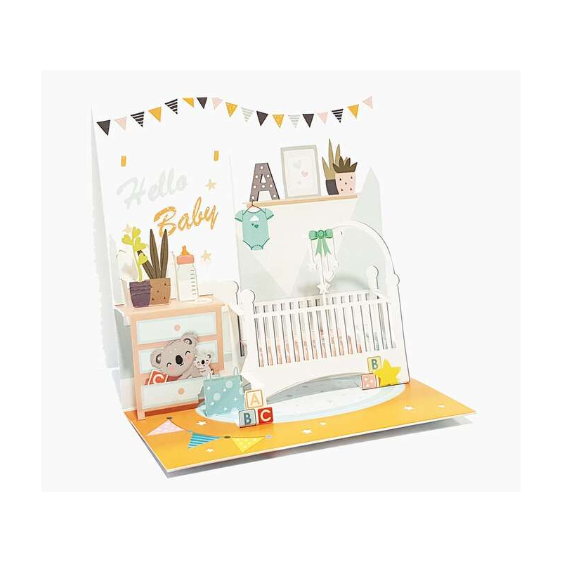 Carte Pop-Up Pictura 3D - 16x16 cm - Thème Bébé - Emballée individuellement - Enveloppe blanche incluse - Papier certifié FSC