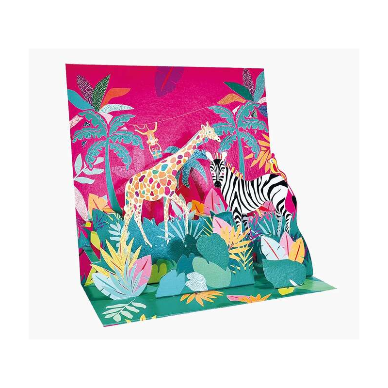 Carte pop-up Pictura 3D – 16 x 16 cm – Thème jungle – Emballée individuellement – Avec enveloppe blanche – Papier certifié FSC