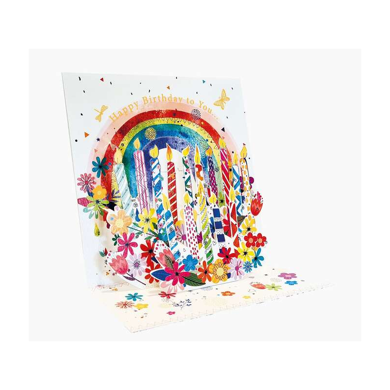 Pictura Carte pop-up 3D – 16 x 16 cm – Thème bougies d'anniversaire – Emballée individuellement – Enveloppe blanche incluse – Pa