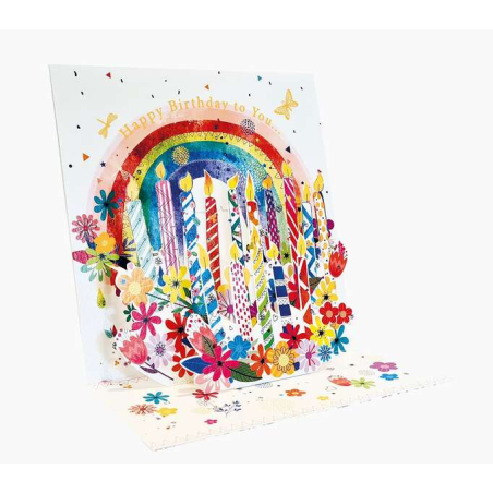Pictura Carte pop-up 3D – 16 x 16 cm – Thème bougies d'anniversaire – Emballée individuellement – Enveloppe blanche incluse – Pa