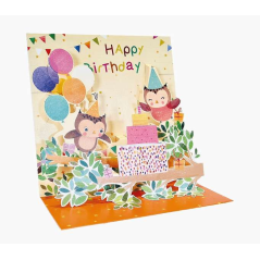 Carte pop-up Pictura 3D – 16 x 16 cm – Thème hibou – Emballée individuellement – Avec enveloppe blanche – Papier certifié FSC