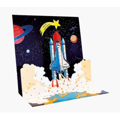 Carte pop-up Pictura 3D – 16 x 16 cm – Thème spatial – Emballée individuellement – Avec enveloppe blanche – Papier certifié FSC