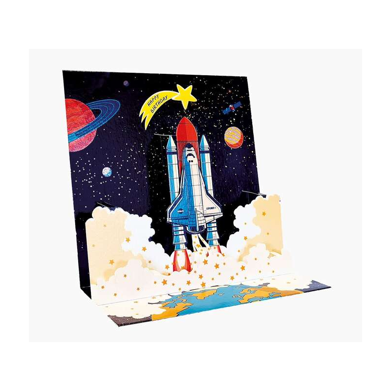 Carte pop-up Pictura 3D – 16 x 16 cm – Thème spatial – Emballée individuellement – Avec enveloppe blanche – Papier certifié FSC