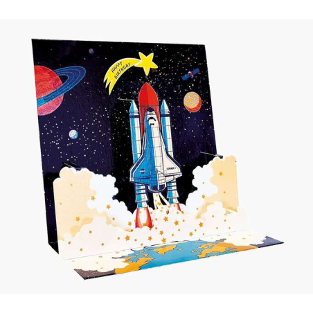 Carte pop-up Pictura 3D – 16 x 16 cm – Thème spatial – Emballée individuellement – Avec enveloppe blanche – Papier certifié FSC