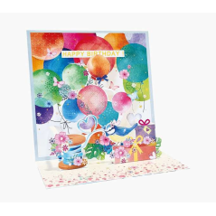 Carte Pop-Up Pictura 3D - 16x16 cm - Thème Ballon - Emballée individuellement - Enveloppe blanche incluse - Papier certifié FSC
