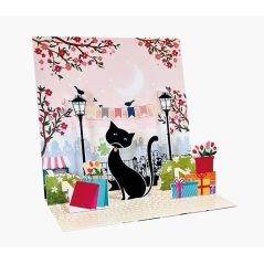 Carte de vœux pop-up Pictura 3D - Feuilles - Paillettes - En relief - Découpes laser - 16x16 cm - Comprend une enveloppe blanche