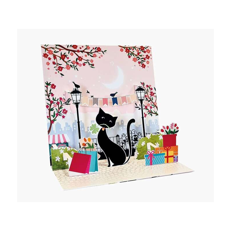 Carte de vœux pop-up Pictura 3D - Feuilles - Paillettes - En relief - Découpes laser - 16x16 cm - Comprend une enveloppe blanche