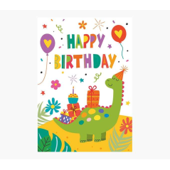 Carte Pictura Zig-Zag – 15 x 22 cm – Thème dinosaures – Triptyque sans emballage – Avec enveloppe blanche – Papier certifié FSC