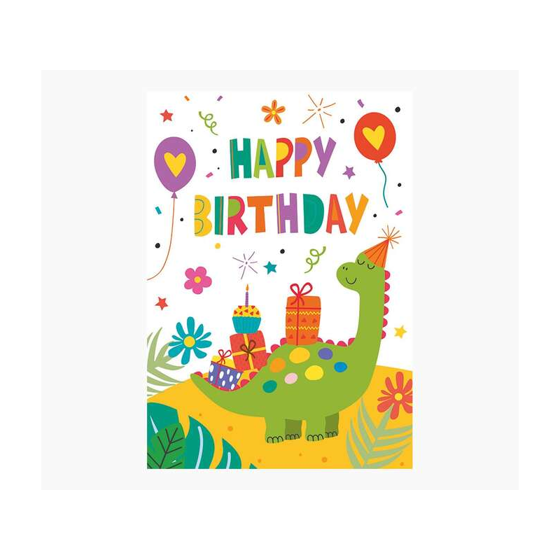 Carte Pictura Zig-Zag – 15 x 22 cm – Thème dinosaures – Triptyque sans emballage – Avec enveloppe blanche – Papier certifié FSC