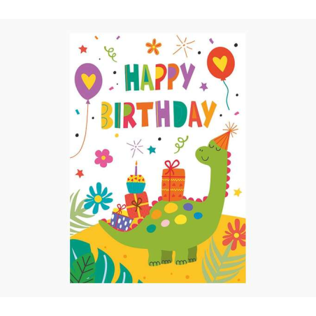 Carte Pictura Zig-Zag – 15 x 22 cm – Thème dinosaures – Triptyque sans emballage – Avec enveloppe blanche – Papier certifié FSC