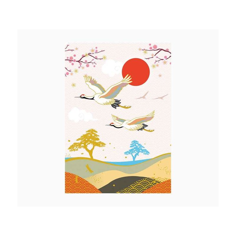 Carte Pictura Zig-Zag Héron – 15 x 22 cm – Thème Héron – Triptyque non emballé – Comprend une enveloppe blanche – Papier certifi